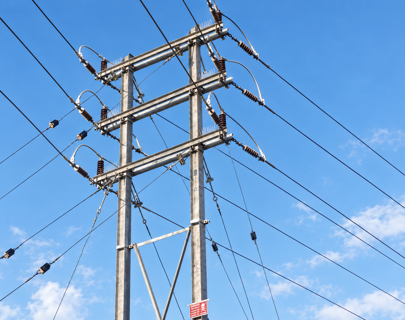 HT pole with danger sign