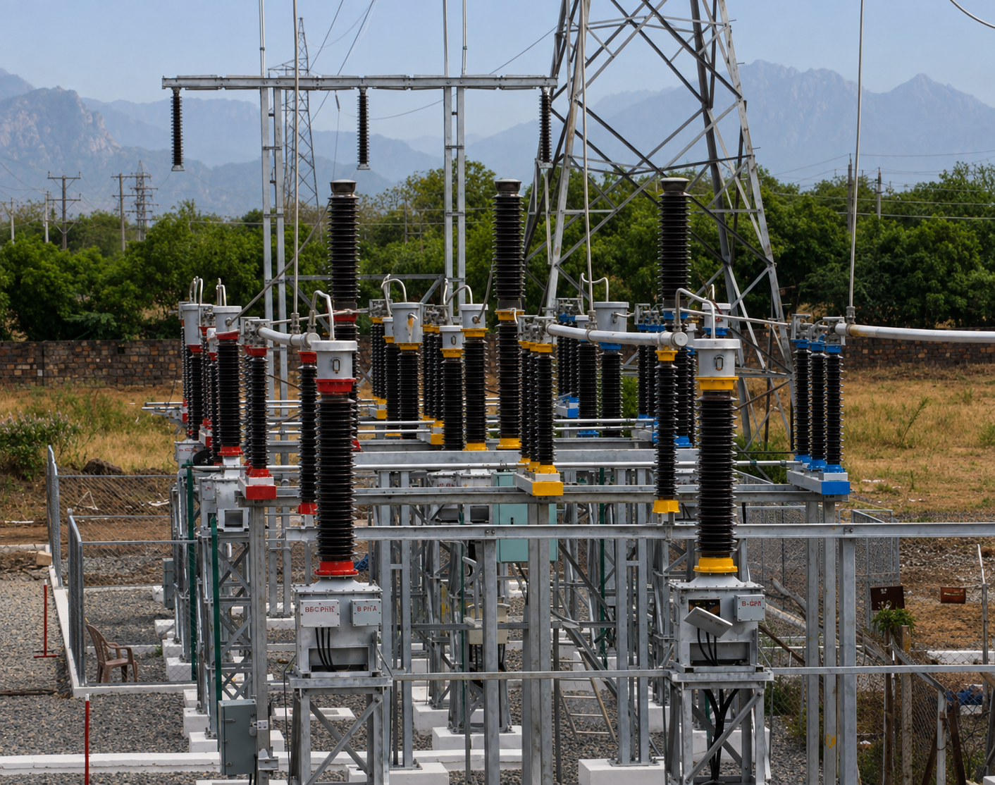 Substation with mountains